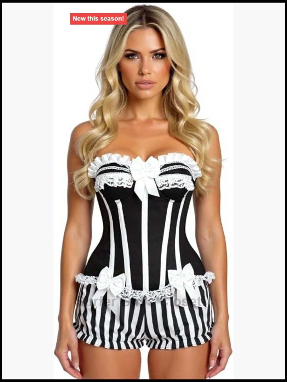 Steel Boned Corset & Bloomers Set Burlesque Plus Size 2 Pc